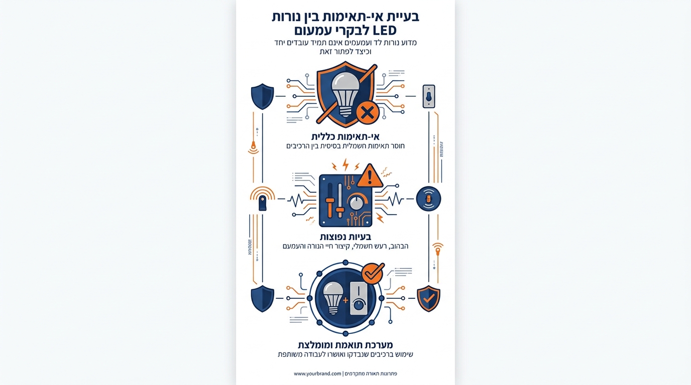 נורת LED שלא תואמת לבקר עמעום - הסבר על תאימות בין נורות לבקרים