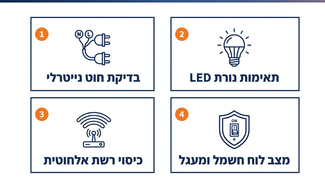 בדיקת תשתית חשמל לפני התקנת מפסק חכם