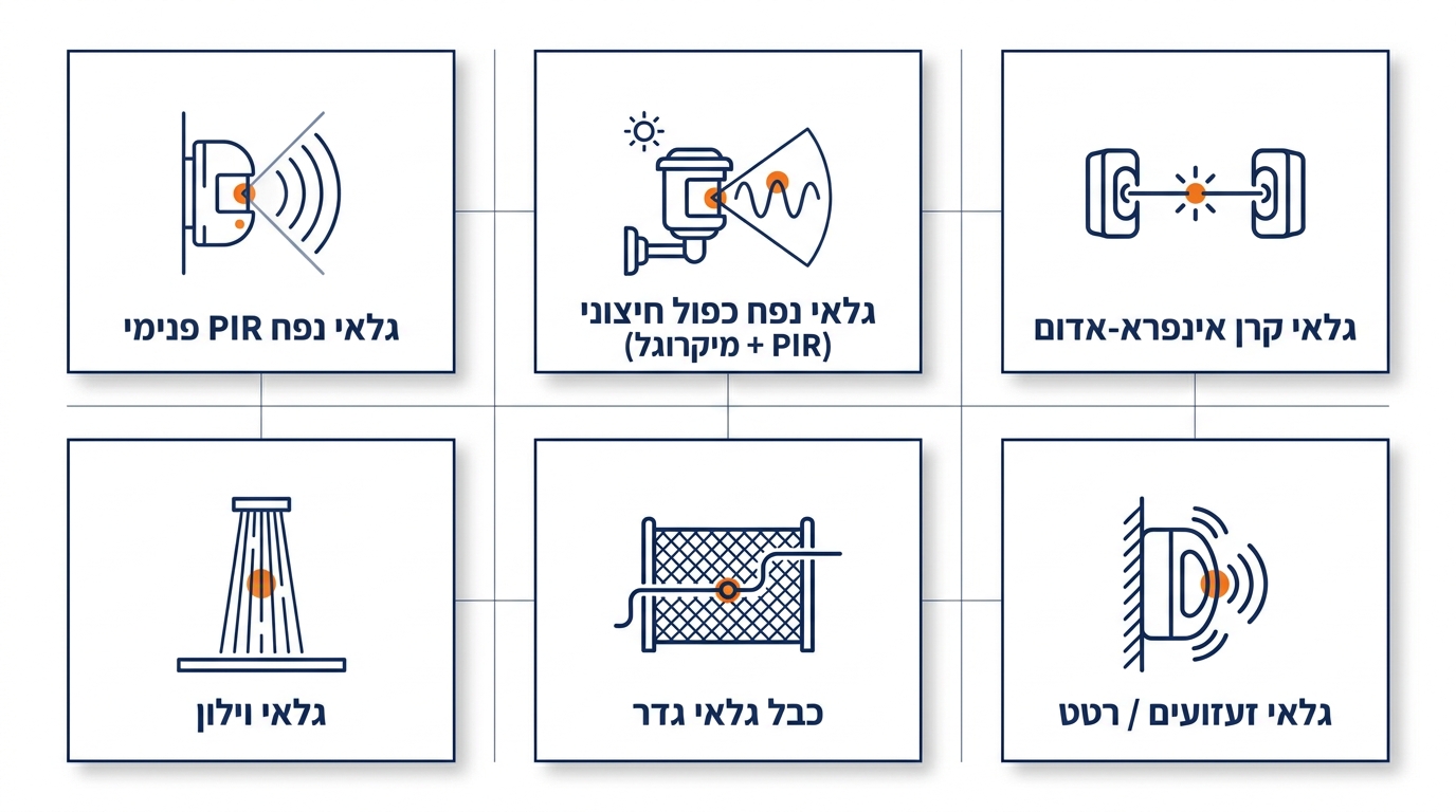 טבלת החלטה להתאמת סוג גלאי לסוג החלל במפעל