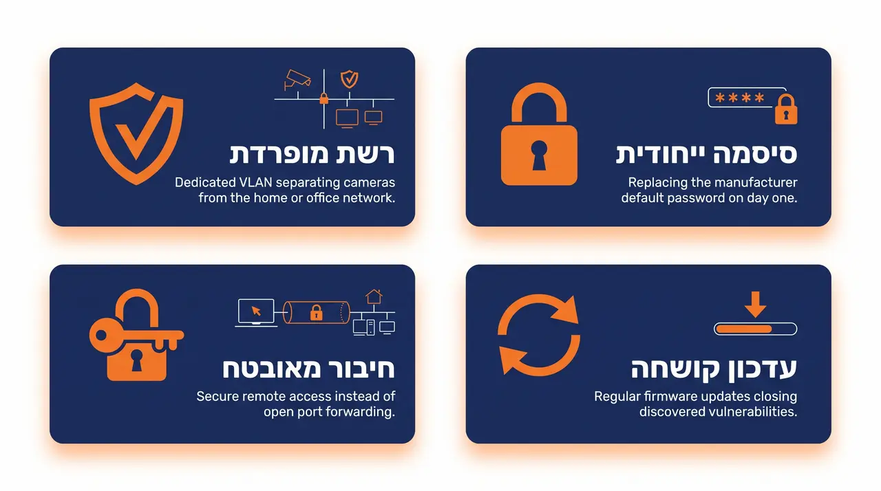 הקשחת מקליטים ומצלמות אבטחה מפני פריצה לרשת